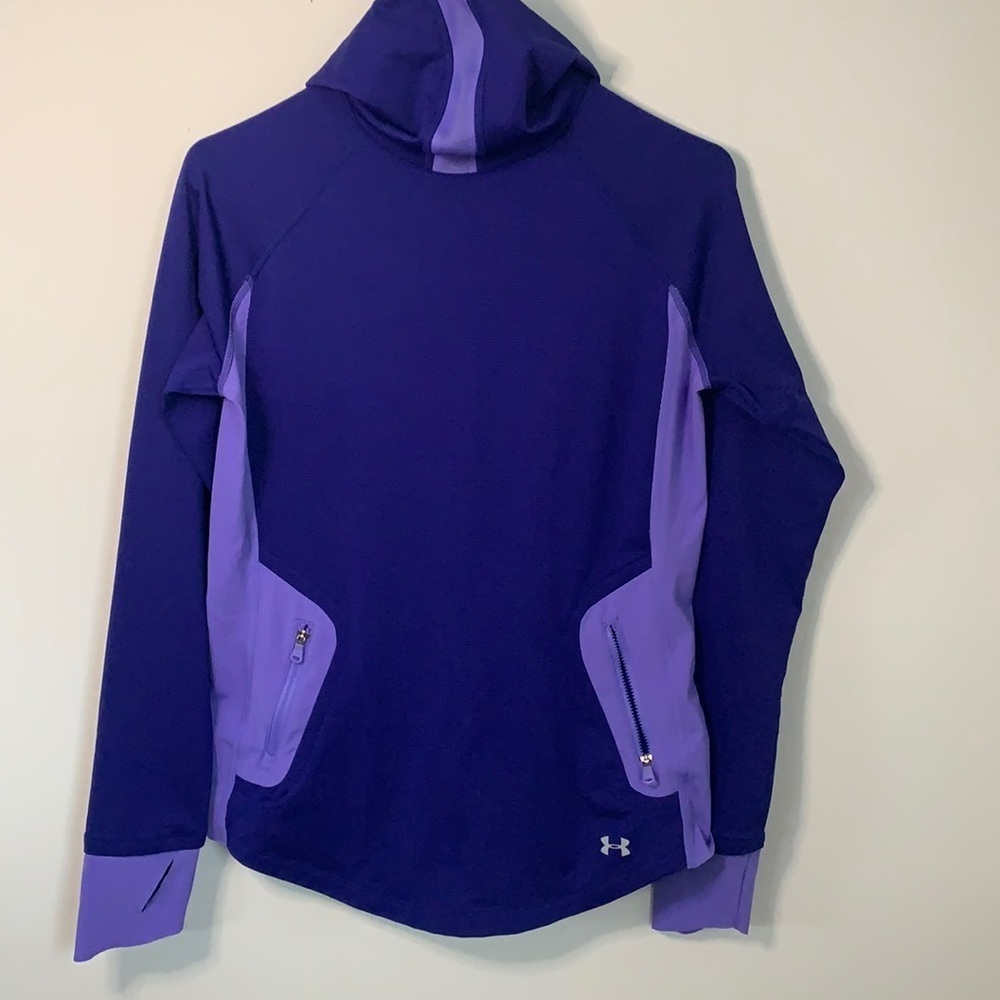 UNDER ARMOUR PURPLE COLD GEAR ATHLETIC JACKET WOMEN WITH HOOD/FACE COVER…